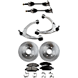 7-Piece Kit Front, Driver and Passenger Side Axle Assembly, New Kit, Includes (2) Brake Disc, (1) Brake Pad Set, (2) Control Arm and (2) Axle Assembly