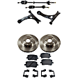 7-Piece Kit Front, Driver and Passenger Side Axle Assembly - New 7-Piece Kit, 1.8L, 4Cyl, Includes (1) Brake Pad Set, (2) Brake Disc, (2) Control Arm and (2) Axle Assembly
