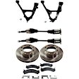 7-Piece Kit Front, Driver and Passenger Side, Lower Control Arm Kit, Includes (1) Brake Pad Set, (2) Axle Assembly, (2) Control Arm and (2) Brake Disc