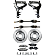 7-Piece Kit Front, Driver and Passenger Side, Lower Control Arm Kit, Includes (1) Brake Pad Set, (2) Control Arm, (2) Brake Disc and (2) Axle Assembly