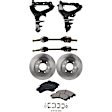 7-Piece Kit Front, Driver and Passenger Side, Lower Control Arm Kit, Includes (1) Brake Pad Set, (2) Control Arm, (2) Brake Disc and (2) Axle Assembly