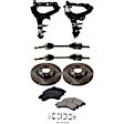 7-Piece Kit Front, Driver and Passenger Side, Lower Control Arm Kit, Includes (1) Brake Pad Set, (2) Control Arm, (2) Brake Disc and (2) Axle Assembly