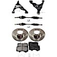 7-Piece Kit Front, Driver and Passenger Side, Lower Control Arm Kit, Includes (1) Brake Pad Set, (2) Control Arm, (2) Axle Assembly and (2) Brake Disc