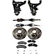 7-Piece Kit Front, Driver and Passenger Side, Lower Control Arm, AWD/4WD, Includes (2) Axle Assembly, (2) Brake Disc, (1) Brake Pad Set, and (2) Control Arm