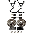 9-Piece Kit Front, Driver and Passenger Side, Upper and Lower Control Arm Kit, Includes (2) Axle Assembly, (2) Brake Disc, (1) Brake Pad Set, and (4) Control Arm