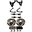 10-Piece Kit Front, Driver and Passenger Side, Upper and Lower Control Arm, RWD, R Series, Includes (2) Axle Assembly, (2) Brake Disc, (1) Brake Pad Set, and (4) Control Arm
