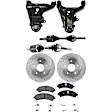 7-Piece Kit Front, Driver and Passenger Side, Lower Control Arm, Includes (2) Axle Assembly, (2) Brake Disc, (1) Brake Pad Set, and (2) Control Arm