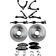9-Piece Kit Front, Driver and Passenger Side Control Arm Kit, Includes (2) Axle Assembly, (2) Brake Disc, (1) Brake Pad Set, and (4) Control Arm