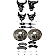9-Piece Kit Front, Driver and Passenger Side, Upper and Lower Control Arm Kit, Includes (2) Axle Assembly, (2) Brake Disc, (1) Brake Pad Set, and (4) Control Arm
