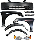 2001 Honda Civic - 9-Piece Kit Driver and Passenger Side Halogen Headlight, Without bulb(s), OE Replacement, Coupe,  Includes (2) Bumper Bracket, (1) Bumper Cover, (2) Fender, (2) Fender Liner, and (2) Headlight