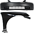 2-Piece Kit, Front Primed Bumper Cover, Includes (1) Bumper Cover and (1) Fender
