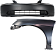 2002 Honda Civic - 2-Piece Kit Front Primed Bumper Cover, Coupe, Includes (1) Bumper Cover and (1) Fender
