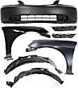 7-Piece Kit, Front Primed Bumper Cover, Includes (2) Bumper Bracket, (1) Bumper Cover, (2) Fender, and (2) Fender Liner