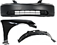 3-Piece Kit, Front Primed Bumper Cover, Includes (1) Bumper Cover, (1) Fender, and (1) Fender Liner