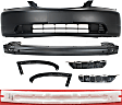 2002 Honda Civic - 7-Piece Kit Front Primed Bumper Cover, Sedan,  Includes (1) Bumper Absorber, (2) Bumper Bracket, (1) Bumper Cover, (1) Bumper Reinforcement, and (2) Bumper Trim
