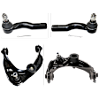 4-Piece Kit Front, Driver and Passenger Side, Upper Control Arm, includes (2) Control Arm and (2) Tie Rod End