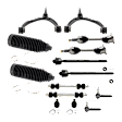 14-Piece Kit Front, Driver and Passenger Side Axle Assembly, includes (2) Axle Assembly, (2) Ball Joint, (2) Control Arm, (2) Steering Rack Boot, (2) Sway Bar Link, and (4) Tie Rod End