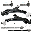 6-Piece Kit Front, Driver and Passenger Side, Lower Control Arm, includes (2) Control Arm and (2) Tie Rod End