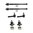 6-Piece Kit Front, Driver and Passenger Side, Inner and Outer Tie Rod End Includes (1) Ball Joint and (2) Tie Rod End