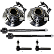 2-Wheel Set Front, Driver and Passenger Side Wheel Hub, 6 Lugs, With Bearing, With Sensor, includes (4) Tie Rod End and (2) Wheel Hub