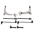 8-Piece Kit Front, Driver and Passenger Side, Lower Control Arm, includes (1) Sway Bar Link, (2) Control Arm and (2) Tie Rod End