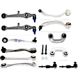 12-Piece Kit Front, Driver and Passenger Side, Upper and Lower, Frontward and Rearward Control Arm Includes (8) Control Arm, (2) Sway Bar Link, and (2) Tie Rod End