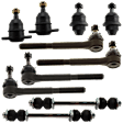 10-Piece Kit Front, Driver and Passenger Side, Upper or Lower Ball Joint, 46.13 (mm) - 1.816 (in) Press-Fit Diameter, includes (4) Ball Joint, (2) Sway Bar Link, and (4) Tie Rod End