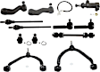 12-Piece Kit Front, Driver and Passenger Side, Upper Control Arm, includes (2) Ball Joint, (2) Control Arm, (1) Idler Arm, (1) Idler Arm Bracket, (1) Pitman Arm, (1) Sway Bar Link, and (4) Tie Rod End