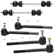 6-Piece Kit Front, Driver and Passenger Side, Inner and Outer Tie Rod End, RWD, Includes (4) Tie Rod End and (2) Sway Bar Link