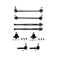 8-Piece Kit Front, Driver and Passenger Side Sway Bar Link, Includes (2) Ball Joint, (2) Sway Bar Link, and (4) Tie Rod End