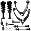 10-Piece Kit Front, Driver or Passenger Side Fully Loaded Strut, Includes (2) Control Arm, (2) Tie Rod End, (2) Ball Joint, (2) Sway Bar Link and (2) Shock Absorber and Strut Assembly