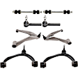 8-Piece Kit Control Arm Includes (4) Control Arm, (2) Sway Bar Link, and (2) Tie Rod End