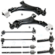 8-Piece Kit Front, Driver and Passenger Side, Lower Control Arm, Includes (2) Control Arm, (4) Tie Rod End and (2) Sway Bar Link