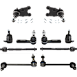10-Piece Kit Front, Driver and Passenger Side, Upper and Lower Ball Joint, includes (4) Ball Joint, (2) Sway Bar Link, and (4) Tie Rod End