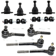 10-Piece Kit Front, Driver and Passenger Side, Upper or Front, Driver and Passenger Side, Lower Ball Joint, includes (4) Ball Joint, (2) Sway Bar Link, and (4) Tie Rod End