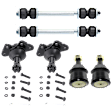 6-Piece Kit Front, Driver and Passenger Side, Upper and Lower Ball Joint, includes (4) Ball Joint and (2) Sway Bar Link
