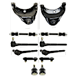 12-Piece Kit Front, Driver and Passenger Side, Upper Control Arms with Ball Joints, Sway Bar Links, Tie Rod Ends, and Tie Rod Adjusting Sleeve, RWD