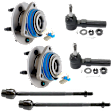 6-Piece Kit Front, Driver and Passenger Side Wheel Hubs, with Bearing, with Tie Rod Ends