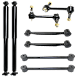 8-Piece Kit Rear, Driver and Passenger Side, Upper and Lower Control Arm, Includes (4) Control Arm, (2) Sway Bar Link and (2) Shock Absorber and Strut Assembly