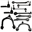 10-Piece Kit Front, Driver and Passenger Side, Upper and Lower, Control Arm, RWD, Includes (6) Control Arm, (2) Sway Bar Link, and (2) Tie Rod End