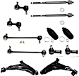 2004 Mitsubishi Eclipse - 12-Piece Kit Front, Driver and Passenger Side, Lower Control Arm, FWD,  Includes (2) Control Arm, (2) Steering Rack Boot, (4) Sway Bar Link, and (4) Tie Rod End