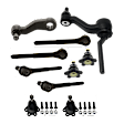 10-Piece Kit Idler Arm, Includes (4) Ball Joint, (1) Idler Arm, (1) Pitman Arm, and (4) Tie Rod End