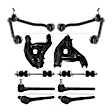 10-Piece Kit Front, Driver and Passenger Side, Upper and Lower Control Arm, Includes (4) Control Arm, (4) Tie Rod End and (2) Sway Bar Link
