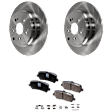 2-Wheel Set Rear Brake Disc and Pad Kit, Plain Surface 5 Lugs 334.01 mm Ceramic Pro-Line Series, Includes (2) Disc and (1) Pad Set