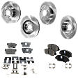 4-Wheel Set Front and Rear Brake Disc and Pad Kit, Plain Surface 5 Lugs Ceramic Pro-Line Series, Includes (4) Disc and (2) Pad Set