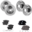 4-Wheel Set Front and Rear Brake Disc and Pad Kit, Plain Surface 5 Lugs Front-293.12 mm/Rear-281.69 mm Ceramic Pro-Line Series, Includes (4) Brake Disc and (2) Brake Pad Set