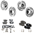 4-Wheel Set Front and Rear Brake Disc and Pad Kit, Plain Surface 5 Lugs Ceramic Pro-Line Series, Includes (4) Disc and (2) Pad Set