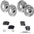 4-Wheel Set Front and Rear Brake Disc and Pad Kit, Plain Surface 5 Lugs Front-299.97 mm/Rear-260 mm Ceramic Pro-Line Series, Includes (4) Brake Disc and (2) Brake Pad Set