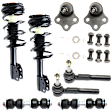 8-Piece Kit Front, Driver or Passenger Side Suspension Kit, Includes (2) Ball Joint, (2) Loaded Strut, (2) Sway Bar Link, and (2) Tie Rod End
