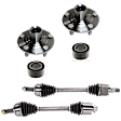 6-Piece Kit Front, Driver and Passenger Side Axle Assembly, includes (2) Axle Assembly, (2) Wheel Bearing, and (2) Wheel Hub
